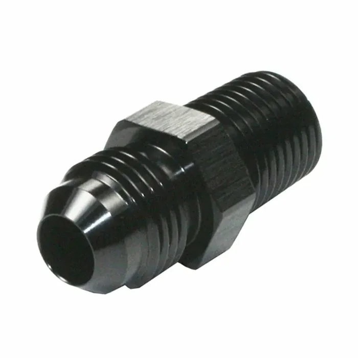 Blackhorse-Racing 4An To 1/8 Npt Male Hose Fitting Adapter, Universal Aluminum Flare Male 4An To 1/8‘‘ Npt Union Fuel Oil Line Pipe Connector Black Anodized