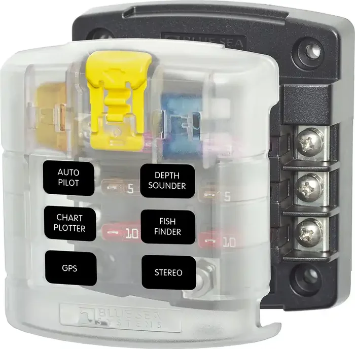 Blue Sea Systems St Blade Fuse Block – 6 Circuits With Cover Style 6-Circ W/Cover, Model 5028, Outdoor & Hardware Store