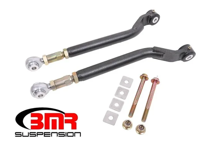 BMR TR110H 2008-2020 Challenger Toe Rods, Rear, On-car Adjustable, Delrin/rod End Combo (Black Hammertone)