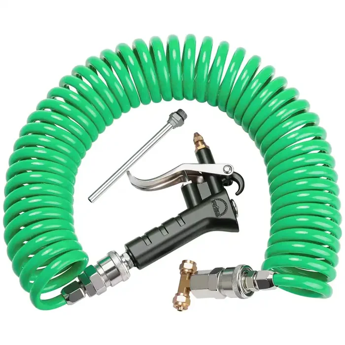 Boeray Heavy Duty Truck Air Duster Blow Gun Cleaning With 9 Meter Long Coil And 2 Interchangeable Nozzle Tips- Green Air Seat Bl