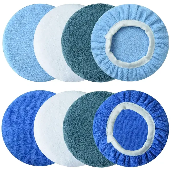 Boltigen Car Polishing Pad Bonnets-8 Pieces 5 To 6 Inches Soft Microfiber Bonnet Buffing Pad Covers Polishing Bonnets For Most 5