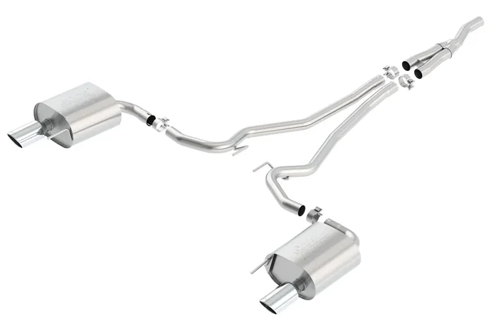 Borla Cat-Back Exhaust System ATAK 2-1/4″ Stainless Steel With 4″ Polished Tips Without Active Exhaust Fastback (2015-2024 Ecoboost Mustang) – 140585