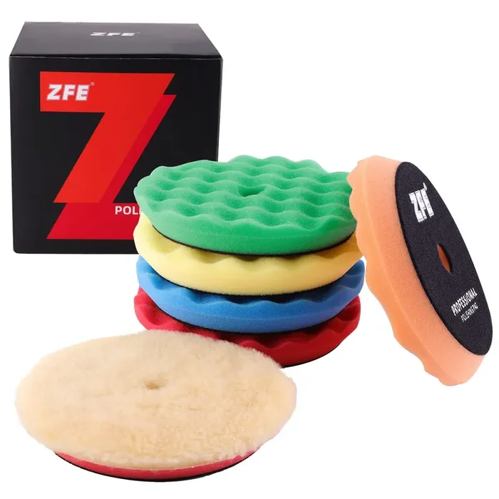 Buffing Polishing Pads, Zfe 6Pcs 5‘‘(125Mm) Waffle Foam Buffing Pads Polishing Pads Wool Pad Kit For 5Inch Backing Plate Ro/Da/G