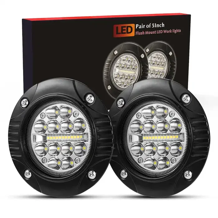 Bunker Indust 5 Inch Led Work Light Bar Pair – 48W Flush Mount Driving Fog Lights For Tractor Truck Atv Utv Golf Cart