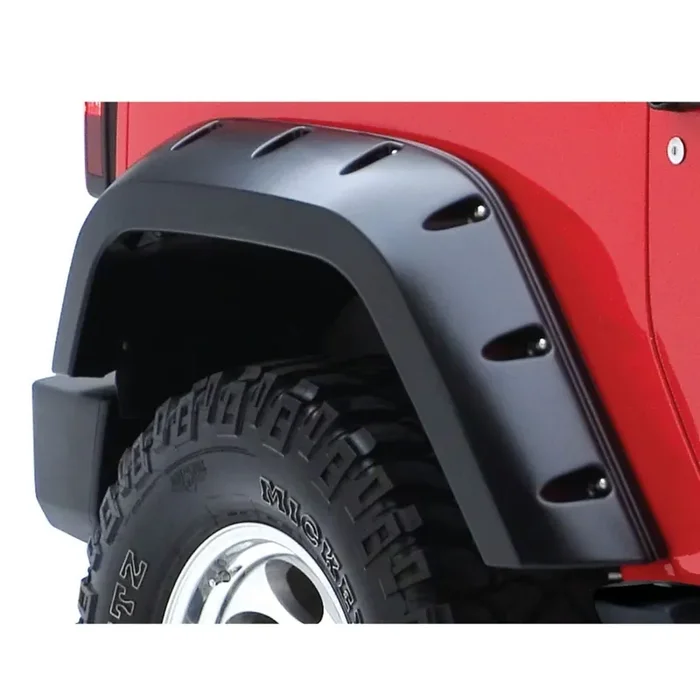 Bushwacker Max Coverage Pocket/Rivet Style Rear Fender Flares 2-Piece Set, Black, Textured Finish 10046-02 Fits 2007-2018 Jeep Wrangler Jk Unlimited