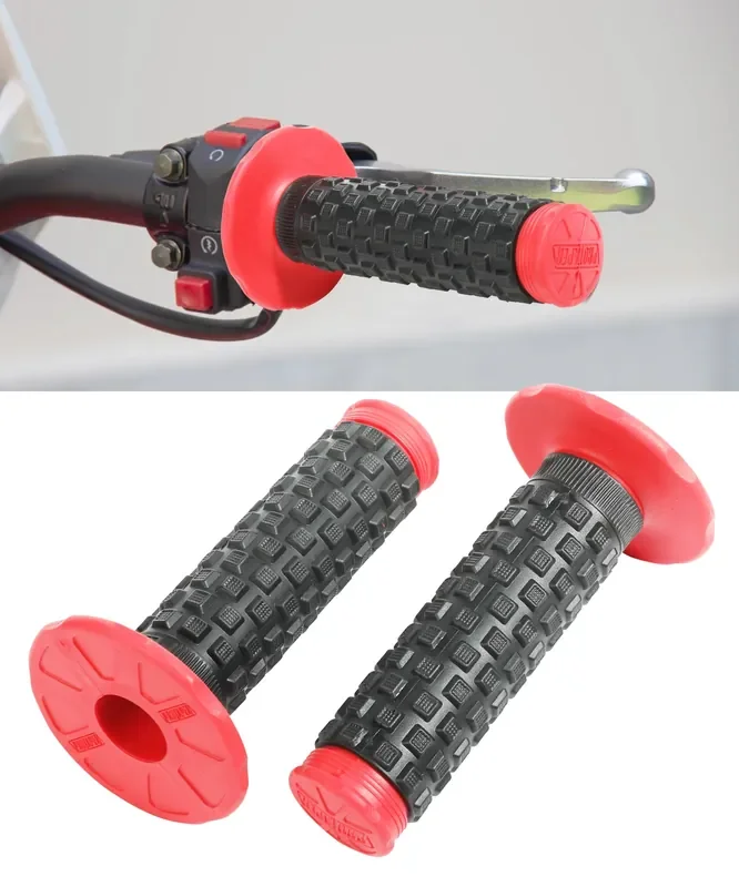 Bylikeho Motorcycle Grips,Motorcycle Handlebar Grips,7/8‘ Dirt Bike Grips,Car Accessories Universal Motorcycle Hand Bar Grips Pillow Grip,Anti-Slip Rubber Racing Grip (Red)