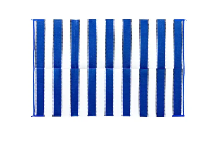 Camco 42871 Awning Leisure Mat-Blue Stripe 6‘ X 9‘