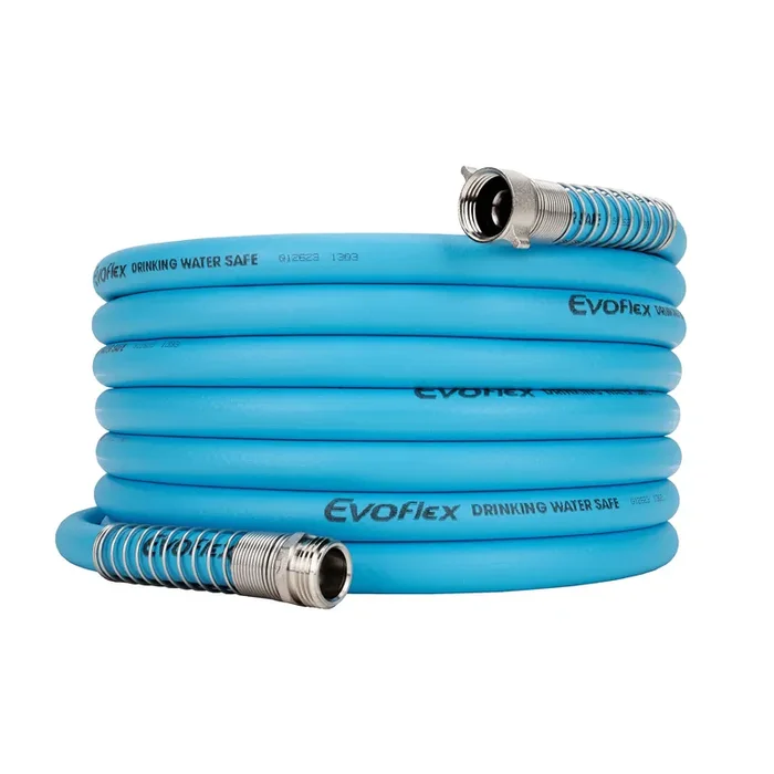 Camco Evoflex 25-Ft Water Hose – Rv Drinking Water Hose Contains No Lead, No Bpa & No Phthalate – Flexible Design W/Stainless St