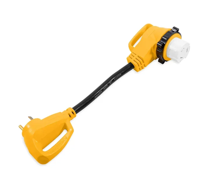 Camco Power Grip 18‘‘ Locking Dogbone Adapter 30Am/50Af 90-Degree Locking (21054)