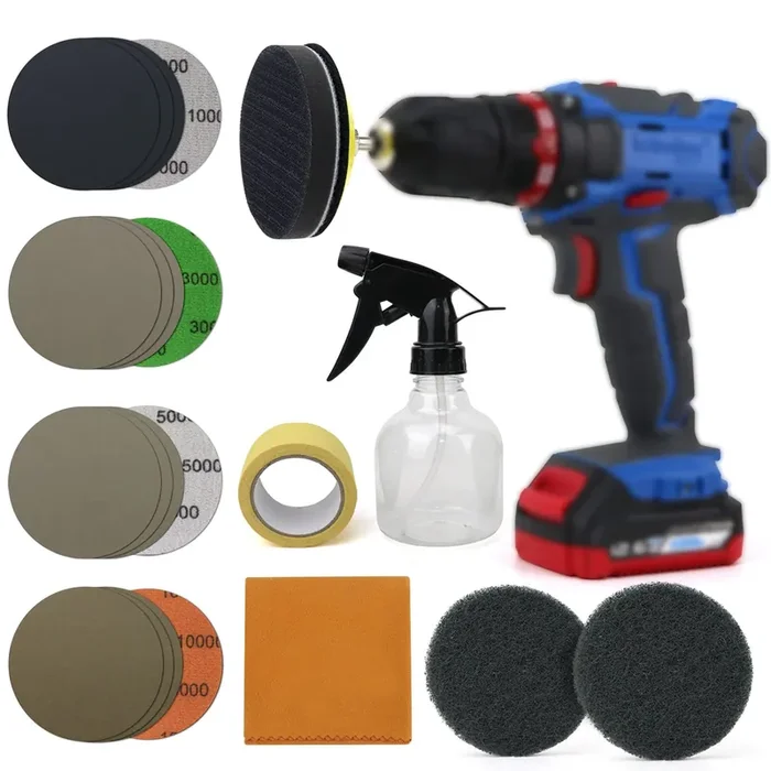 Car Headlight Restoration Kit, Heavy Duty Lights Polish Headlights Lens Restore Cleaner Diy Polishing For Electric Drill, 3‘‘ Wa