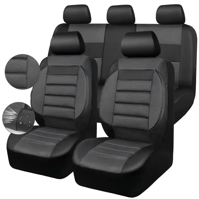 Car Pass Leather 3D Foam Back Support Car Seat Covers Full Set Air Mesh Automotive Seat Covers, All Season Car Seat Cover Fit Au