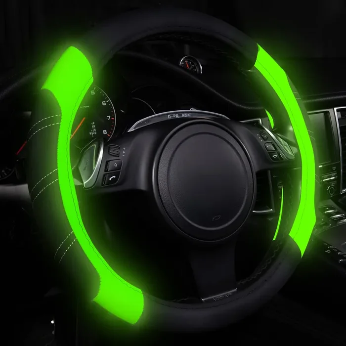 Car Pass Line Rider Microfiber Leather Sporty Steering Wheel Cover Universal Fits For 95% Truck,Suv,Cars 14.5-15Inch, Anti-Slip