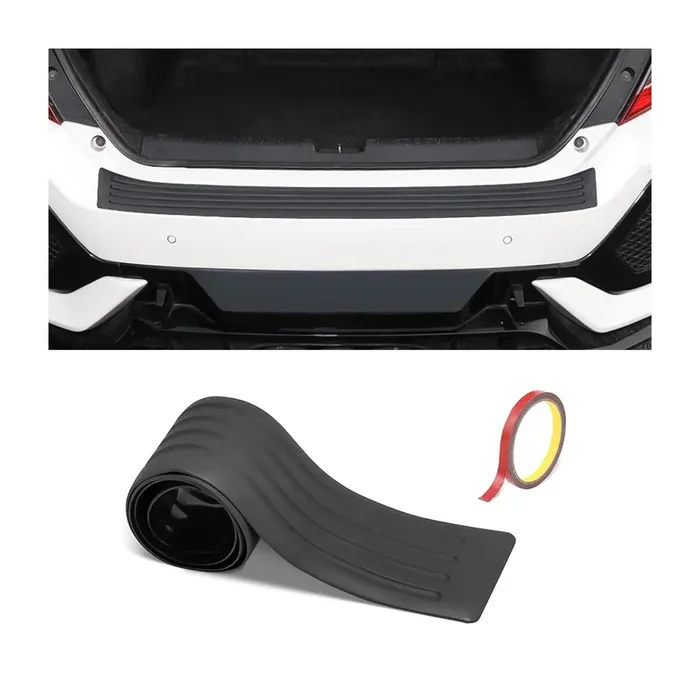 Car Rear Bumper Guard Protector, Anti-Scratch Abrasion Resistant 35‘ Universal Non-Slip Black Rubber Trunk Door Sill Protector For Most Cars, Car Exterior Accessories (Black1)