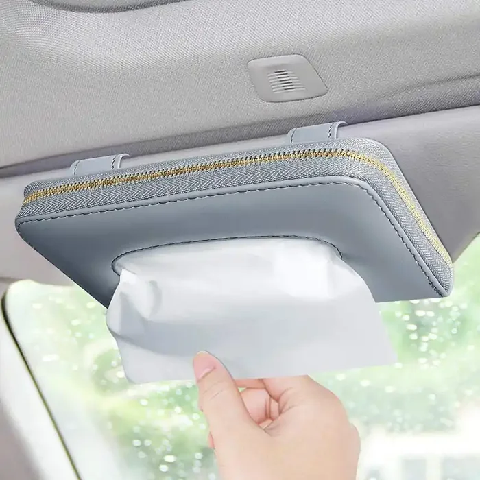 Car Tissue Box, Car Visor Tissue Holder, Car Tissue Holder, Premium Tissue Case Holder For Car (Gray)