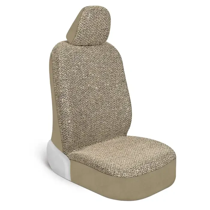 Carbella Sequin Tweed Bling Car Seat Cover, 1 Piece Beige Seat Cover For Cars With Shiny Bling Detail, Cute Automotive Interior