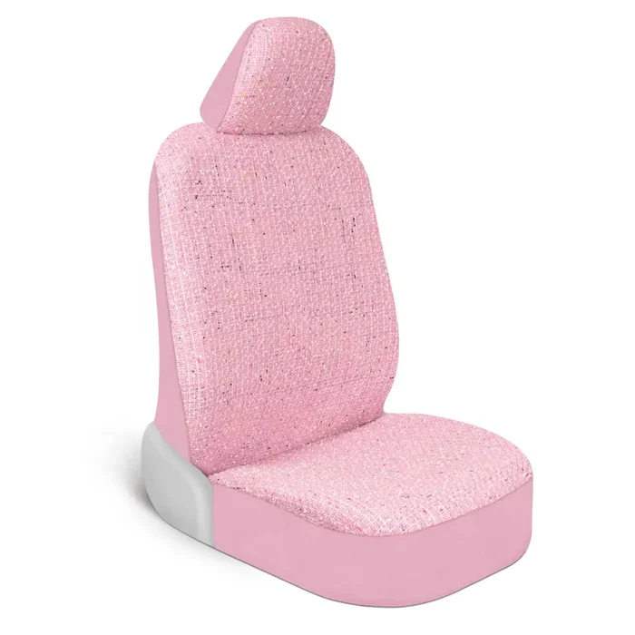 Carbella Sequin Tweed Bling Car Seat Cover, 1 Piece Pink Seat Cover For Cars With Multicolor Detail, Cute Automotive Interior Pr