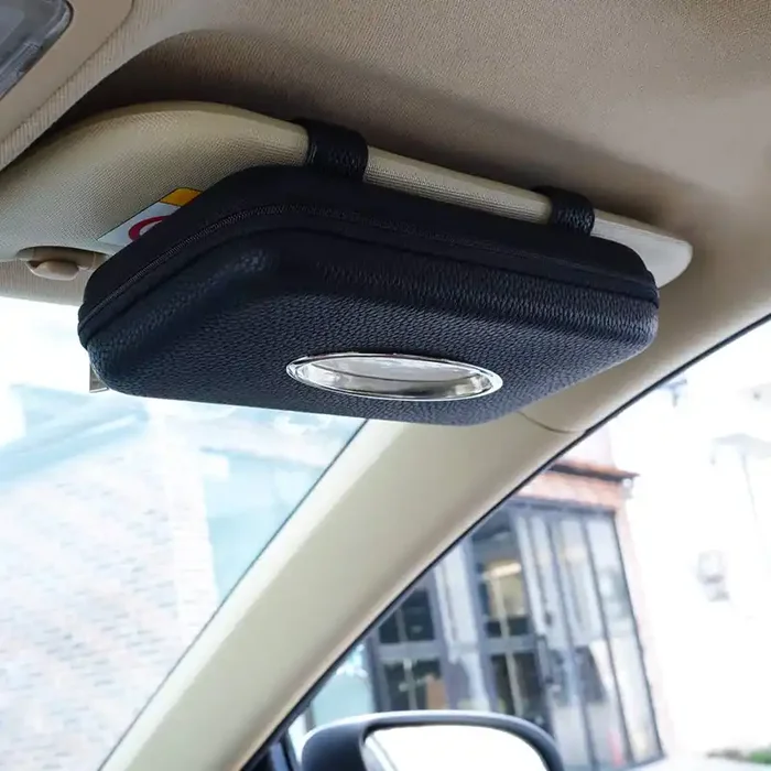 Cartisen Car Tissue Holder, Sun Visor Napkin Holder, Car Visor Tissue Holder, Pu Leather Backseat Tissue Case Holder For Car,Veh