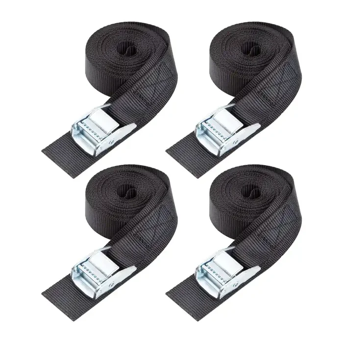 Cartman 1‘‘ X 15‘Lashing Straps With Adjustable Cam Buckle Cargo Tie Down With Protective Pad, 4 Pack, Black