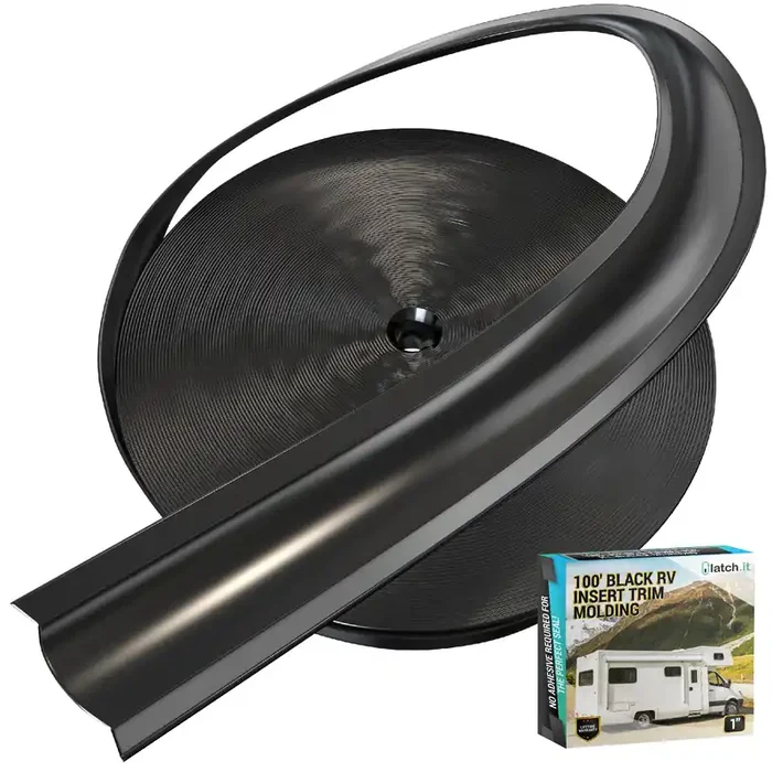 产品名称中包含顶级域名,检查并适当处理后再继续! Latch.It Rv Trim Molding Insert 1” (Black) 100’ Rv Trim Molding Exterior Uv-Resistant Vinyl Rv Corner Molding Durable Rv Molding Insert Protect Rv Exterior W/Vinyl Rv Trim