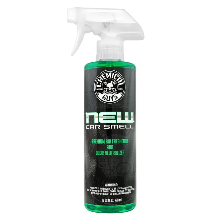 Chemical Guys New Car Smell Air Freshener, 16 fl oz – Long-Lasting Odor Eliminator for Cars, Trucks, SUVs & RVs – Black, Green