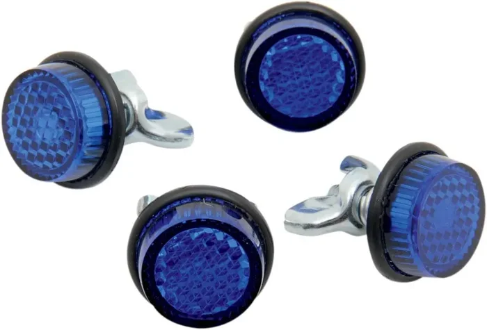 Chris Products Ch4B Blue Motorcycle Mini License Plate Reflector, 4 Pack