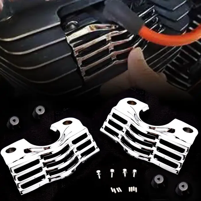 Chrome Finned Slotted Head Bolt Spark Plug Covers For Harley Touring Street Glides King Flhx Flhr