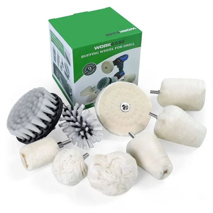 Chrome Polish Buffing Wheels For Drill, Include Cloth Polish Pads And Wheel Buffer Brush With 1/4‘‘ Shaft For Aluminum Car Motor