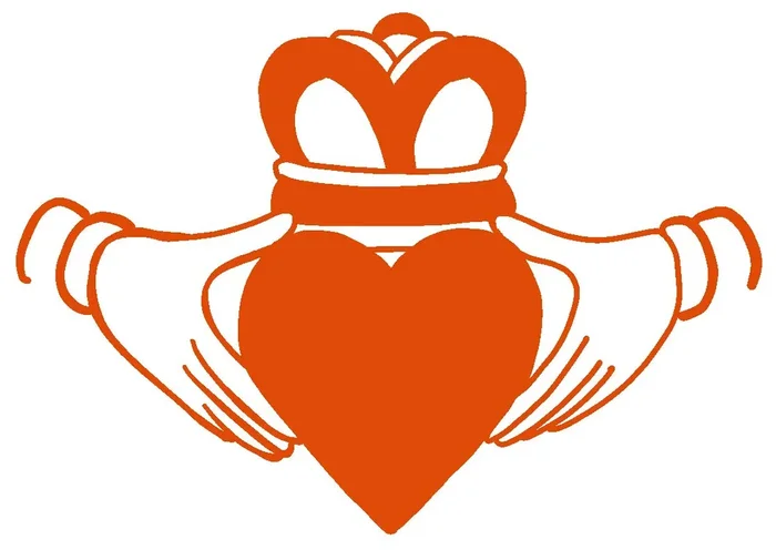 Claddagh Vinyl Decal – 5 Inches – For Cars, Trucks, Windows, Laptops, Tablets – Outdoor-Grade 2.5Mm Thick Vinyl – Orange