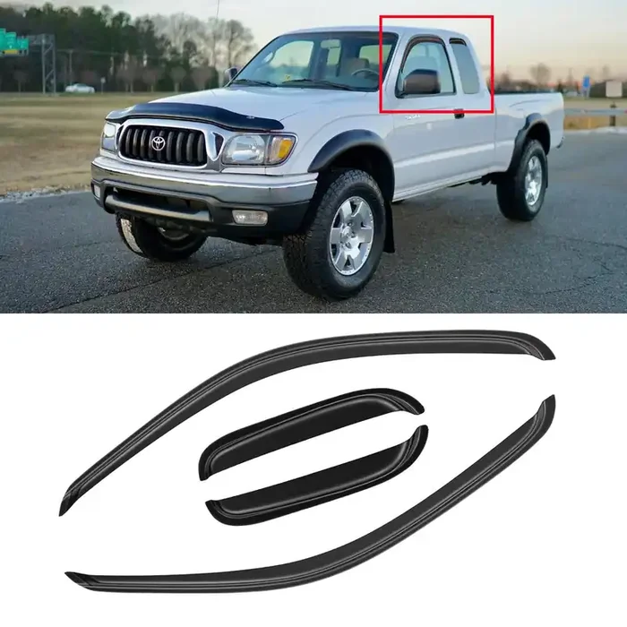 Cmvt Auto Window Visor For 1995-2004 Tacoma Access/Extended Cab, Out-Channel Rain Guards Shields Vent Shade Deflector Wind Dark