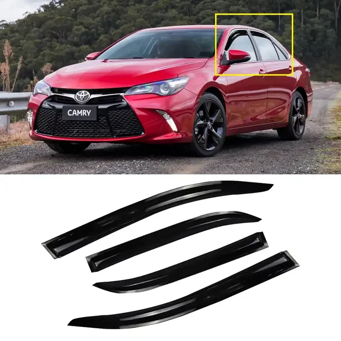 Cmvt Auto Window Visors For Toyota Camry 2012-2014, Rain Guards Shields Vent Shade Deflector Dark Smoke 2013 2014 12 13 14, Tape