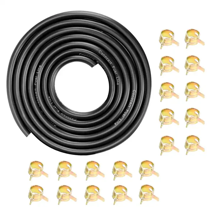 Cocomocart 10-Foot Length Stretchy 1/4 Inch Id Fuel Line+20Pcs 2/5‘ Id Hose Clamps For Kawasaki Kohler Briggs & Stratton Small Engines