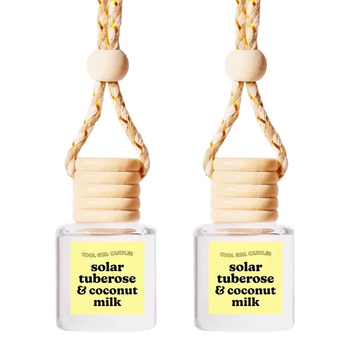 Coolgirlcandles Solar Tuberose Coconut Milk Car Hanging Fragrance Oil Diffuser Car Air Freshener Diffuser For Essential Oils, Sc