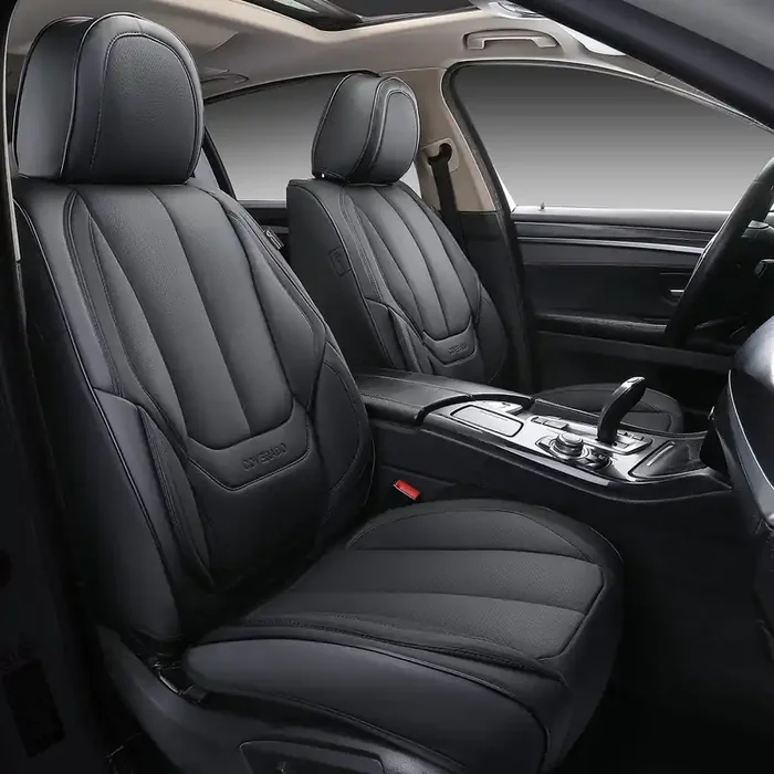 Coverado Car Seat Covers Full Set, Seat Covers For Cars, Black Car Seat Cover, Car Seat Protector Waterproof, Nappa Leather Car Seat Cushion, Car Seat Covers Front Seats And Back Fit For Most Cars
