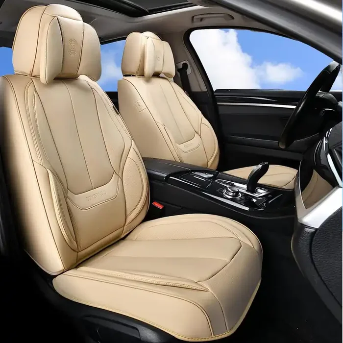 Coverado Universal Seat Covers Front, 2-Pack Universal Seat Covers For Cars, Waterproof Nappa Leather Car Seat Covers With Head