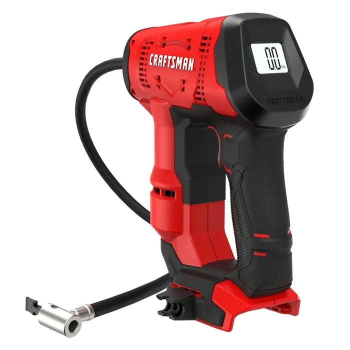 CRAFTSMAN V20 Cordless Tire Inflator, Digital Pressure Gauge, 150 PSI, Bare Tool, Red – Portable Air Pump for Car & Bike Tires