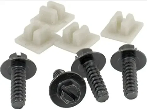 Custom Fasteners 93371 1/4 X 3/4 Slotted Pan License Plate Fastener, 8 Piece (4-Screws, 4-Inserts Metal Oe Style)