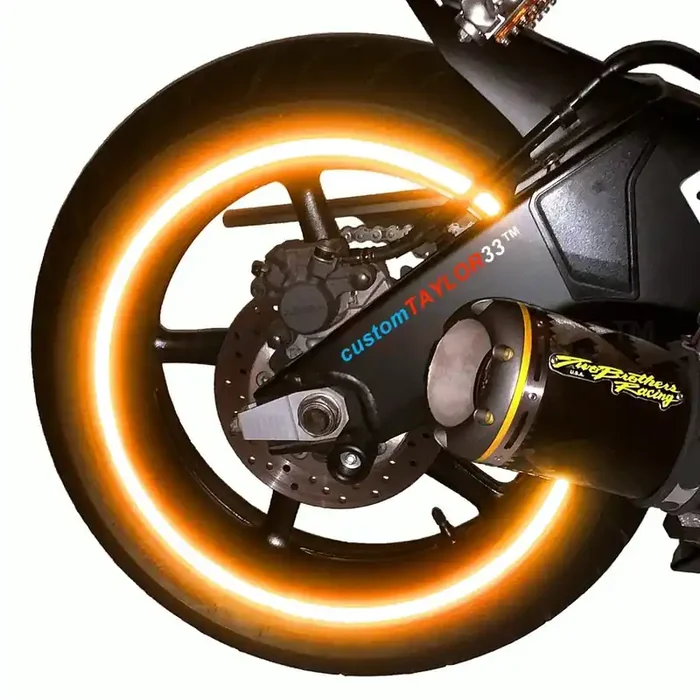 Customtaylor33 (All Vehicles Orange High Intensity Grade Reflective Copyrighted Safety Rim Tapes (Must Select Your Rim Size), 17‘ (Rim Size For Most Sportsbikes)