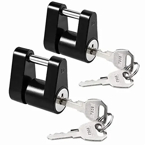 Czc Auto Black Trailer Hitch Coupler Lock, Dia 1/4 Inch, 3/4 Inch Span For Tow Boat Rv Truck Car‘S Coupler (2 Pack Keyed Alike,