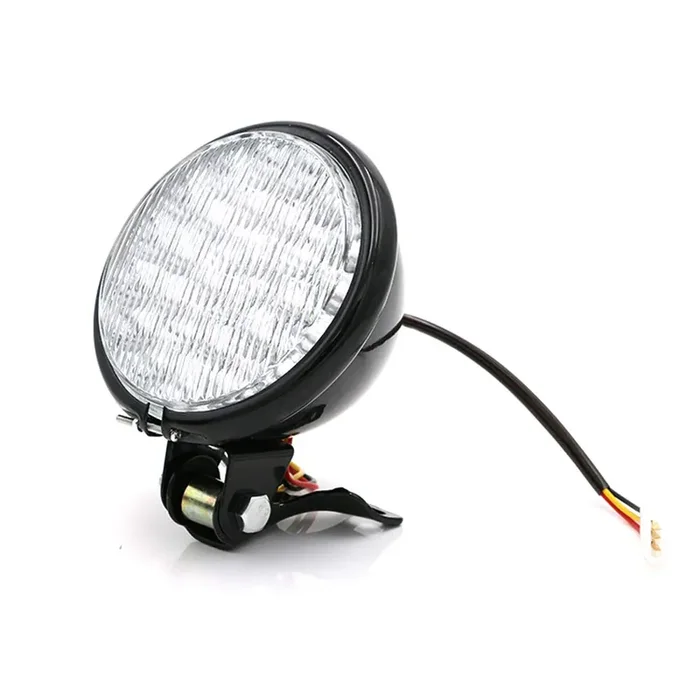 Dkmotork 0012 Front Motorcycle Led Headlight Vintage Retro 5 Inches Universal For Chopper Bobber Cruiser Black