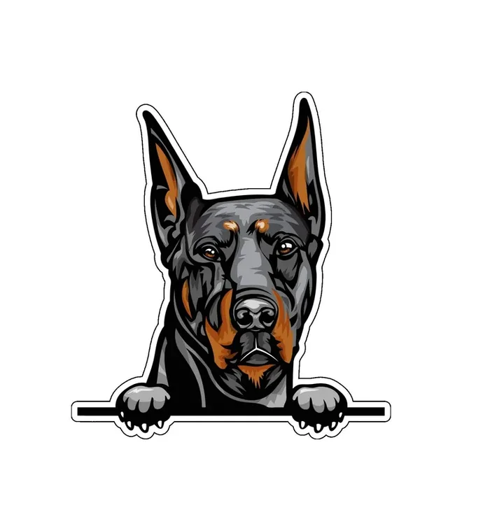 Doberman Vinyl Sticker Decal – Dog Breed Sticker, For Tumblers, Laptops, Car Windows
