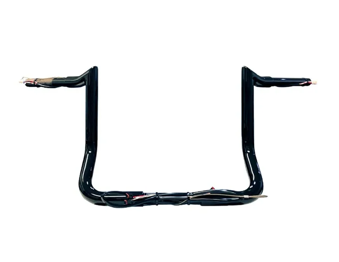 Dominator Industries 1 1/4‘ Pre-Wired 10‘ Meathook Bar Ape Hanger Handlebar Compatible With 2014-2023 Harley-Davidson Bagger Touring Electra & Street Glide, Special, Ultra Limited, Low (Black)