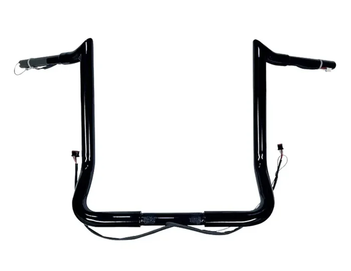 Dominator Industries 1 1/4‘ Pre-Wired 16‘ Meathook Bar Ape Hanger Handlebar Compatible With 2014-2023 Harley-Davidson Bagger Touring Electra, Street Glide, Special, Ultra Limited (Gloss Black)