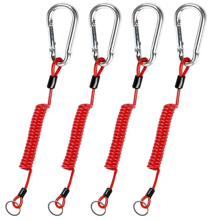 Dpei Xuan 4Pcs Breakaway Trailer Cable, Trailer Brake Cable, Rv Stainless Steel Spring Towing Coiled Wire, Heavy Duty Steel Wire