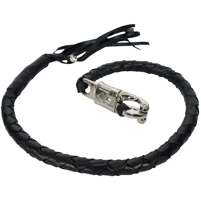 Dream Apparel 36‘ Leather Motorcycle Get Back Whip For Handlebar Fringed Biker Whip, Black