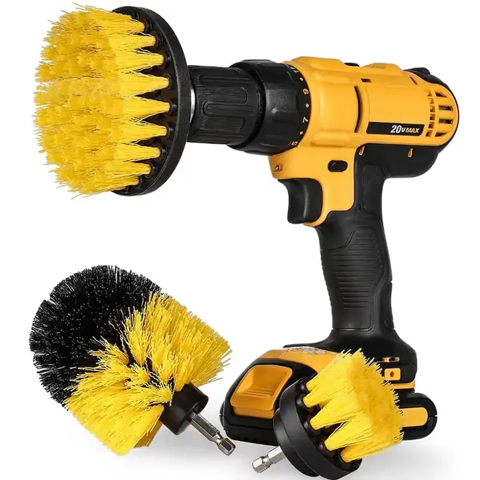 Dsenfurn [3 Pack Set] Auto Detailing Drill Brush Set, Wheel Cleaner Brush, Car Cleaner Wash Brush Supplies Kit Fit Tire, Car Mat
