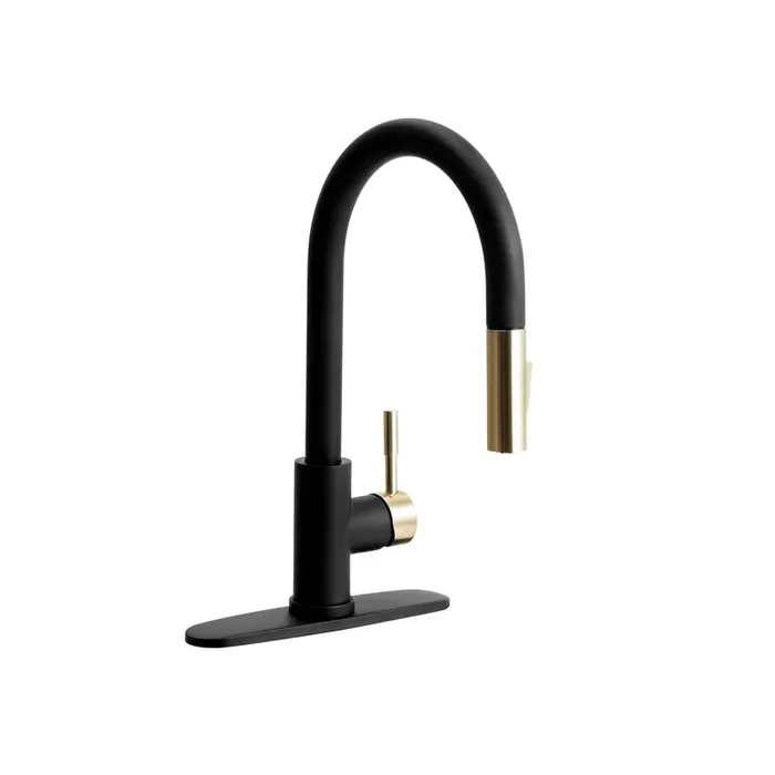 Dura Faucet Df-Mk530Slk-Mbsn Streamline Pull-Down Rv Kitchen Faucet – Matte Black/Satin Nickel
