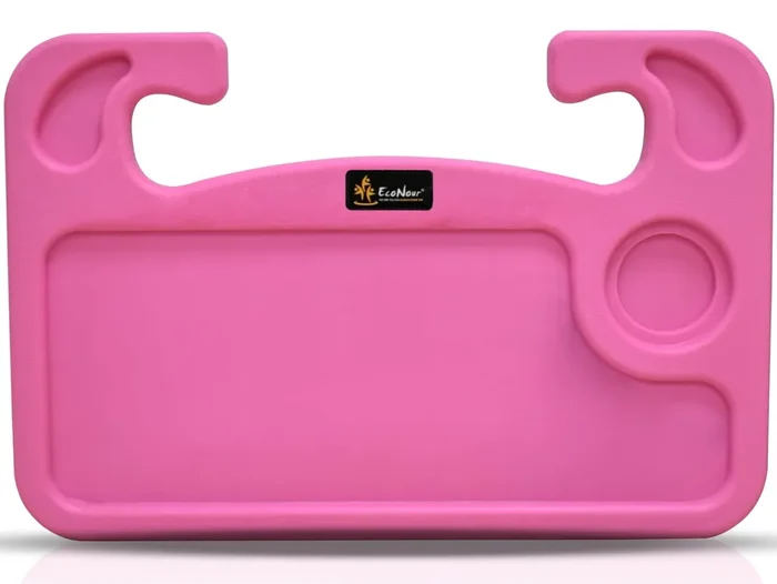 Econour 2 In 1 Car Steering Wheel Desk Steering Wheel Tray For Laptop And Food Pink Car Table Tray For Eating With Drinks Ho