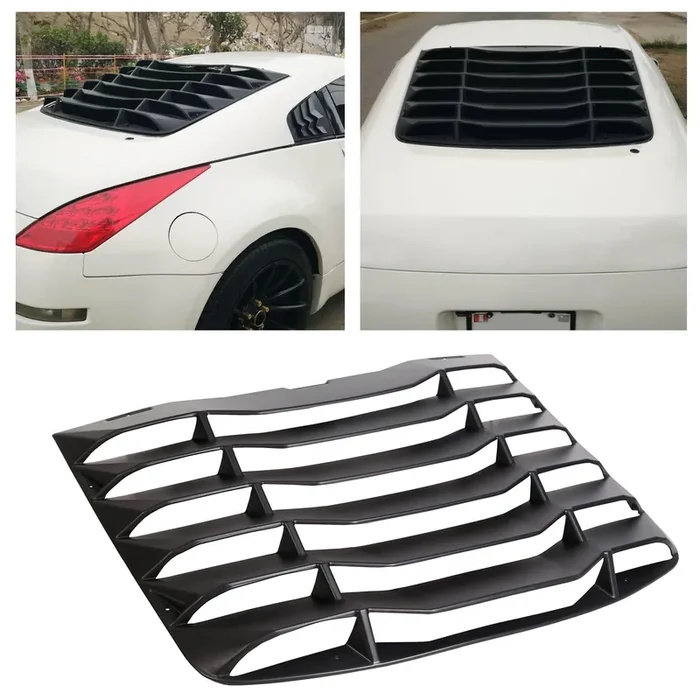 ECOTRIC Matte Black Rear Windshield Louvers Sun Shade Cover for 2003-2008 Nissan 350Z – ABS Material, Medium Size