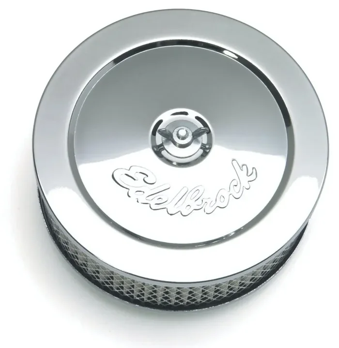 Edelbrock 1209 Pro-Flo Chrome 6 Round Air Cleaner with 2 Paper Element