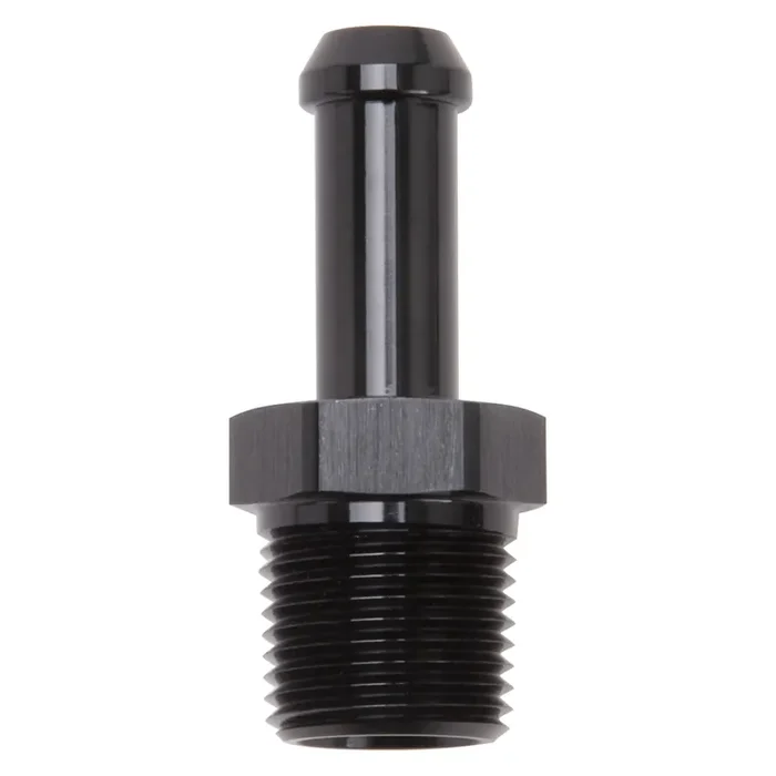 Edelbrock 8117 HOSE END STRAIGHT 3/8 NPT TO 3/8 BARB BLACK ANODIZED